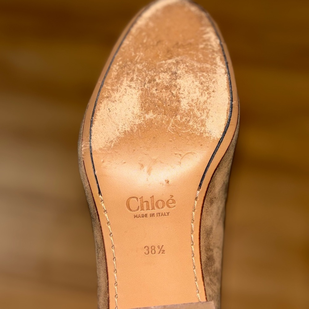 Chloe scallop tan suede block heel - Picture 5 of 5